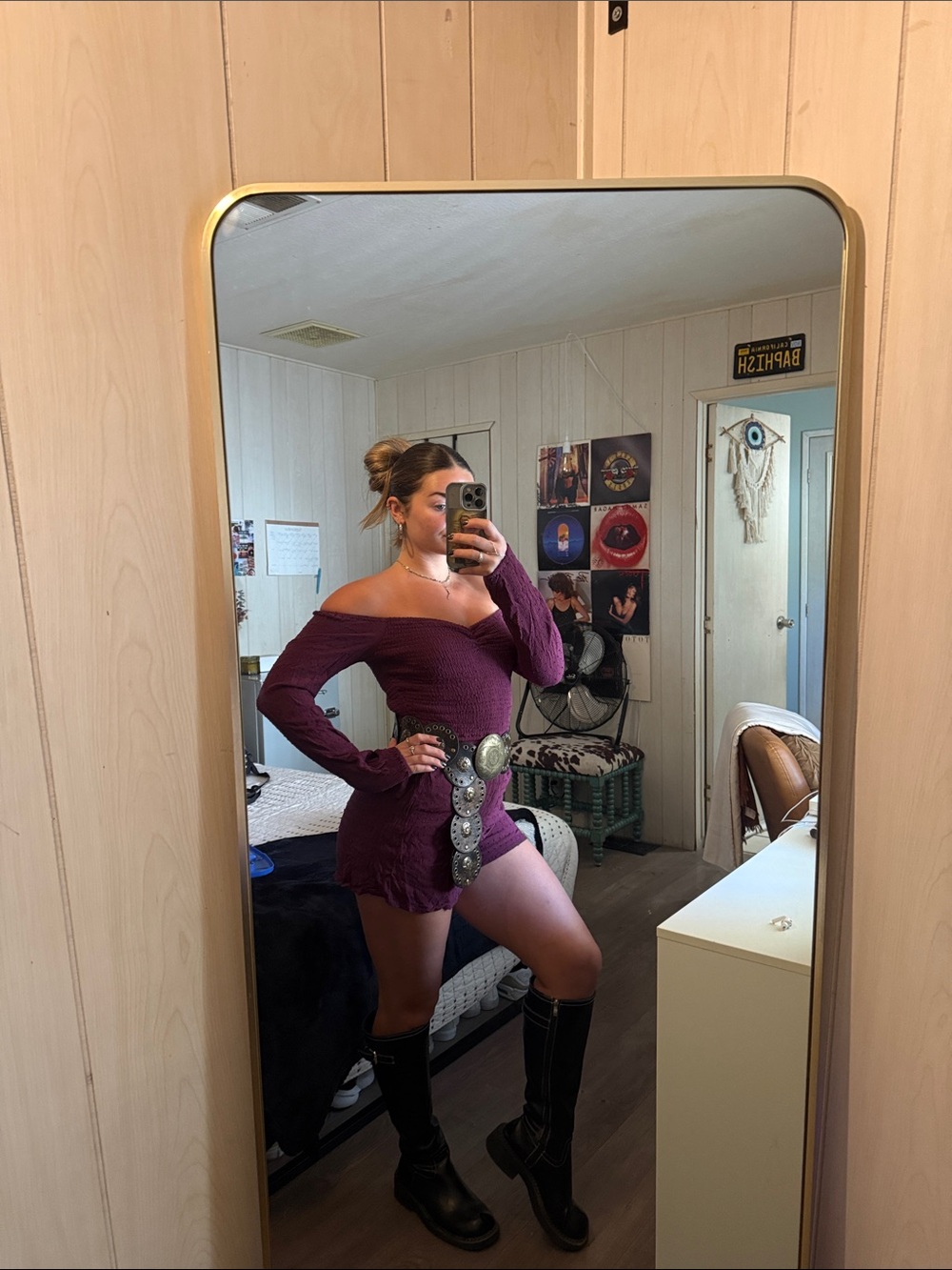 Hollister Plum Long Sleeve Textured Romper